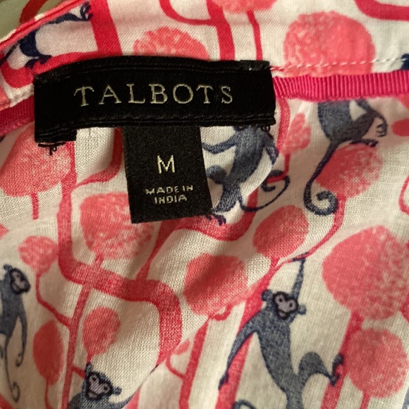 Talbots Monkey Print Pink and Navy Blue Tunic Top - M - Picture 12 of 15